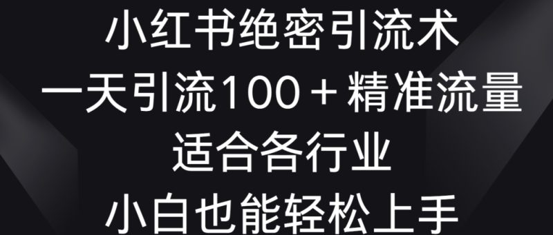 小红书绝密引流术,一天引流100+精准流量,适合各个行业,小白也能轻松上手【揭秘】|云雀资源分享