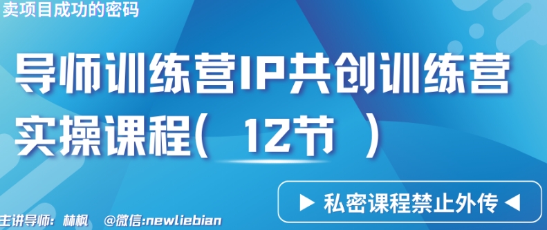 导师训练营3.0IP共创训练营私密实操课程（12节）-卖项目的密码成功秘诀【揭秘】|云雀资源分享