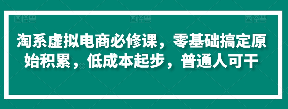 淘系虚拟电商必修课，零基础搞定原始积累，低成本起步，普通人可干|云雀资源分享