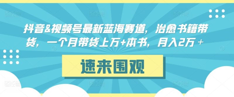 抖音&视频号最新蓝海赛道，治愈书籍带货，一个月带货上万+本书，月入2万＋【揭秘】|云雀资源分享