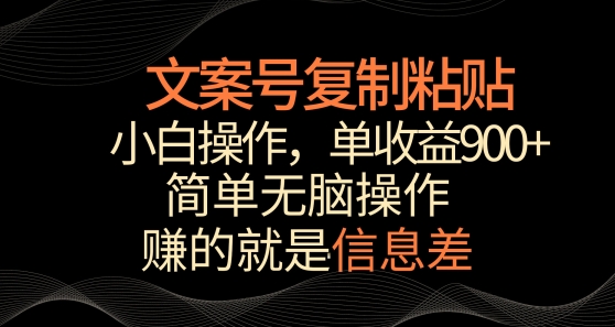 文案号掘金，简单复制粘贴，小白操作，单作品收益900+【揭秘】|云雀资源分享