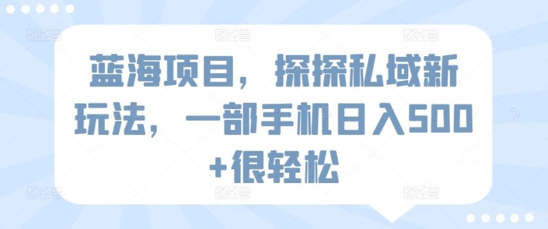 蓝海项目,探探私域新玩法,一部手机日入500+很轻松【揭秘】|云雀资源分享