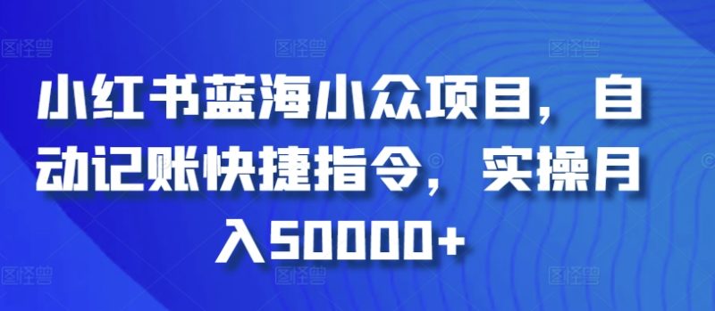 小红书蓝海小众项目，自动记账快捷指令，实操月入50000+【揭秘】|云雀资源分享