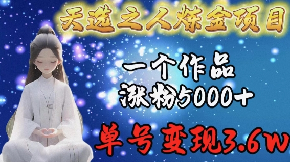 天选之人炼金项目，一个作品涨粉5000+，单号变现3.6w【揭秘】|云雀资源分享