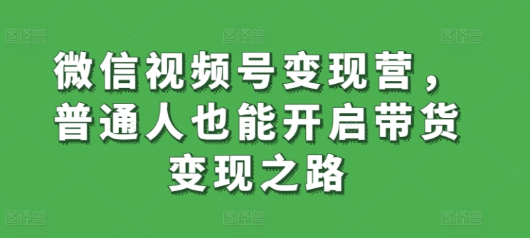 微信视频号变现营，普通人也能开启带货变现之路|云雀资源分享