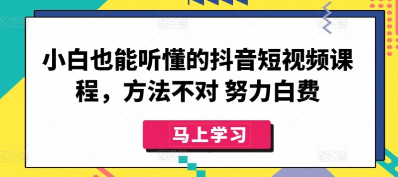 小白也能听懂的抖音短视频课程,方法不对 努力白费|云雀资源分享