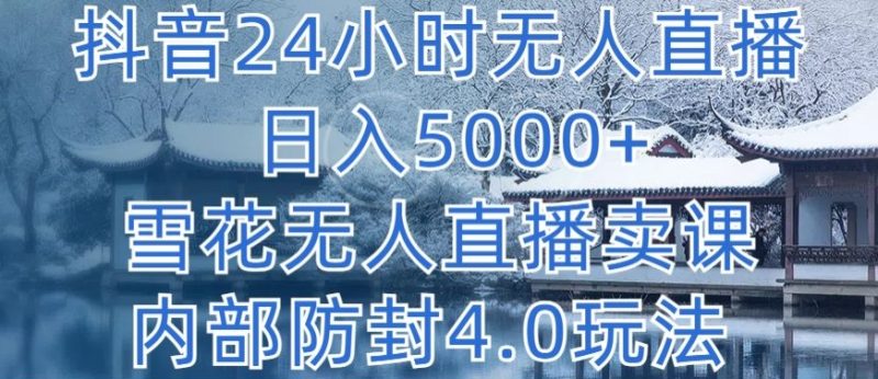 抖音24小时无人直播 日入5000+,雪花无人直播卖课,内部防封4.0玩法【揭秘】|云雀资源分享