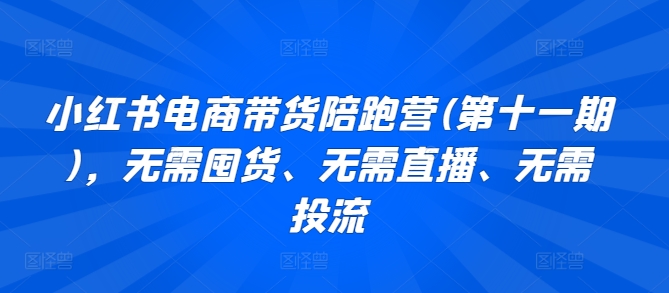 小红书电商带货陪跑营(第十一期)，无需囤货、无需直播、无需投流|云雀资源分享