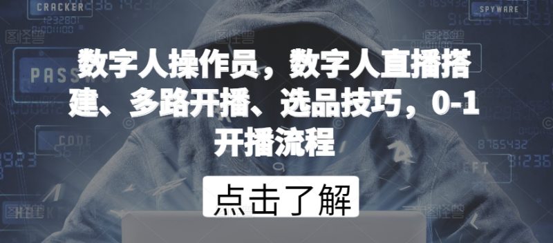 数字人操作员,数字人直播搭建、多路开播、选品技巧,0-1开播流程|云雀资源分享