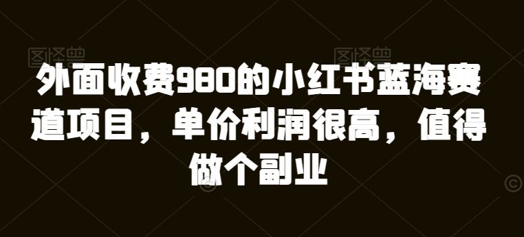 外边收费标准980的小红书瀚海跑道新项目，价格盈利非常高，值得坚持个第二职业|云雀资源分享