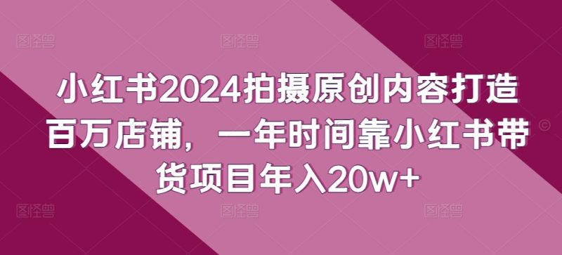 小红书的2024拍照优质内容打造出上百万店面,一年时间靠小红书的卖货新项目年收入20w|云雀资源分享