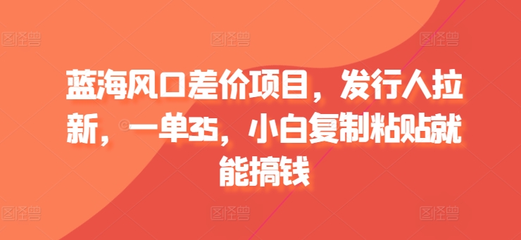 蓝海风口价格差新项目，外国投资者引流，一单35，新手拷贝就可弄钱|云雀资源分享