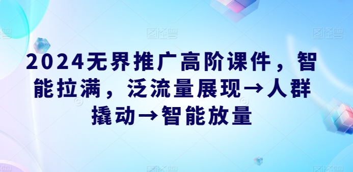 2024无边营销推广高级教学课件，智能化打满，泛流量呈现→群体撬起→智能化放量上涨|云雀资源分享