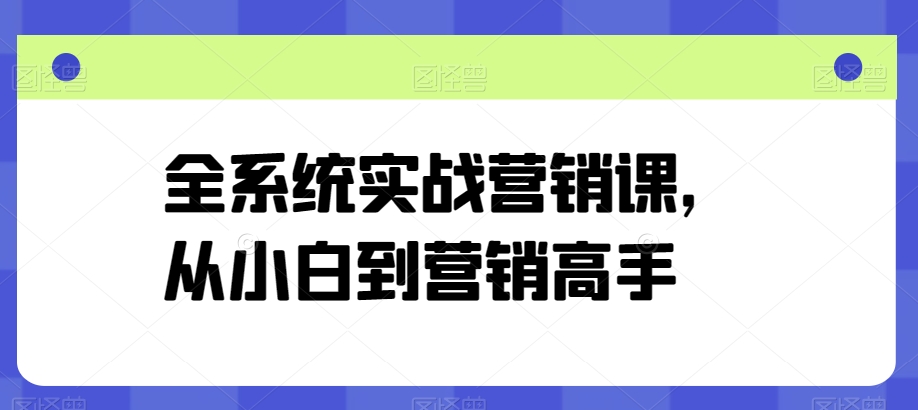 全系统实战营销课，从小白到营销高手|云雀资源分享