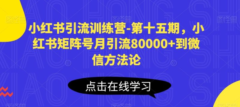 小红书引流夏令营-第十五期,小红书的矩阵账号月引流方法80000 进微信科学方法论|云雀资源分享
