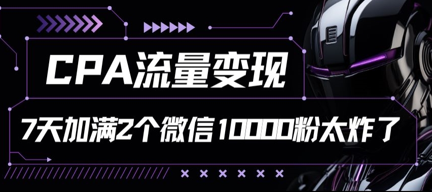 CPA数据流量变现7天满油两个微信号10000粉|云雀资源分享