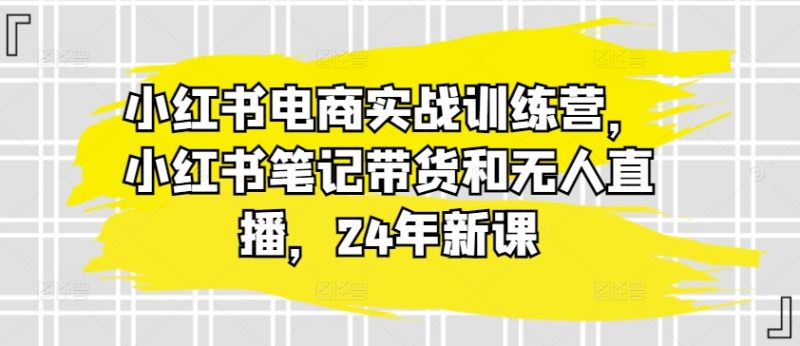小红书电商实战演练夏令营,种草笔记卖货和无人直播,24年新授课|云雀资源分享
