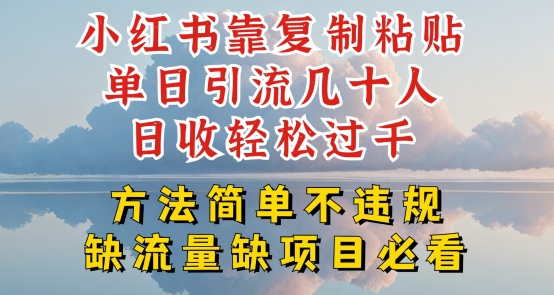 小红书靠复制粘贴单日引流几十人目收轻松过千，方法简单不违规【揭秘】|云雀资源分享