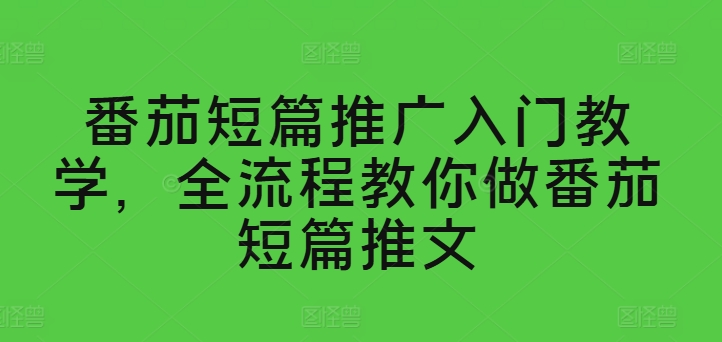西红柿短篇小说营销推广新手入门课堂教学，全过程手把手带你西红柿短篇小说文章|云雀资源分享