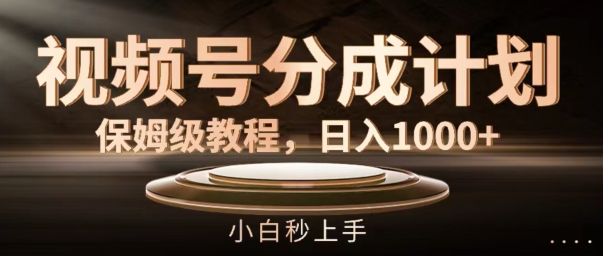 微信视频号分为方案家庭保姆级实例教程，日入1K，新手秒入门【揭密】|云雀资源分享