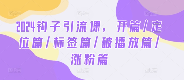2024勾子引流课，开场/精准定位篇/标识篇/破播放视频篇/增粉篇|云雀资源分享