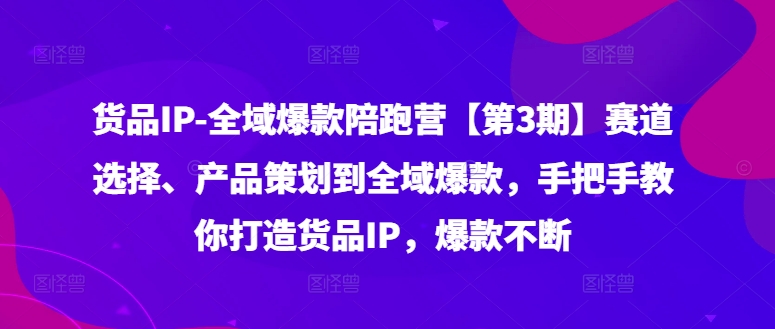 货品IP全域爆款陪跑营【第3期】赛道选择、产品策划到全域爆款，手把手教你打造货品IP，爆款不断|云雀资源分享
