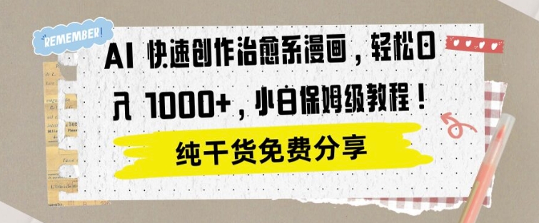 AI 迅速写作治愈系动漫漫画作品，轻轻松松达到日入1k，新手家庭保姆级实例教程|云雀资源分享