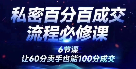 私密百分百成交流程线上训练营，绝对成交，让60分卖手也能100分成交|云雀资源分享