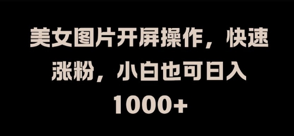 美女图片开屏操作，快速涨粉，小白也可日入1k【揭秘】|云雀资源分享