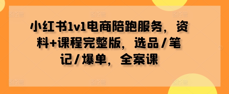 小红书1v1电商陪跑服务，资料+课程完整版，选品/笔记/爆单，全案课|云雀资源分享
