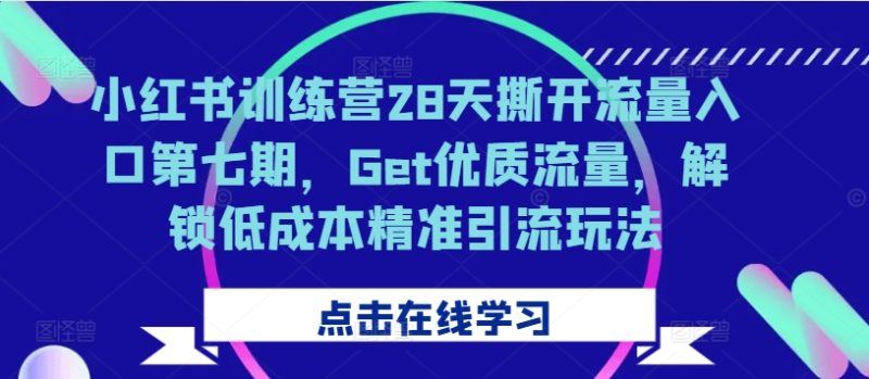 小红书的夏令营28天撕掉流量来源第七期,Get高品质总流量,开启降低成本精准引流方法游戏玩法|云雀资源分享
