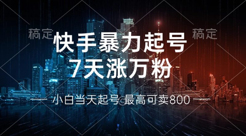 快手暴力起号,7天涨万粉,小白当天起号 多种变现方式,账号回收,单月…|云雀资源分享