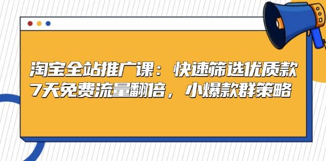 淘宝全站推广课：快速筛选优质款，7天免费流量翻倍，小爆款群策略|云雀资源分享