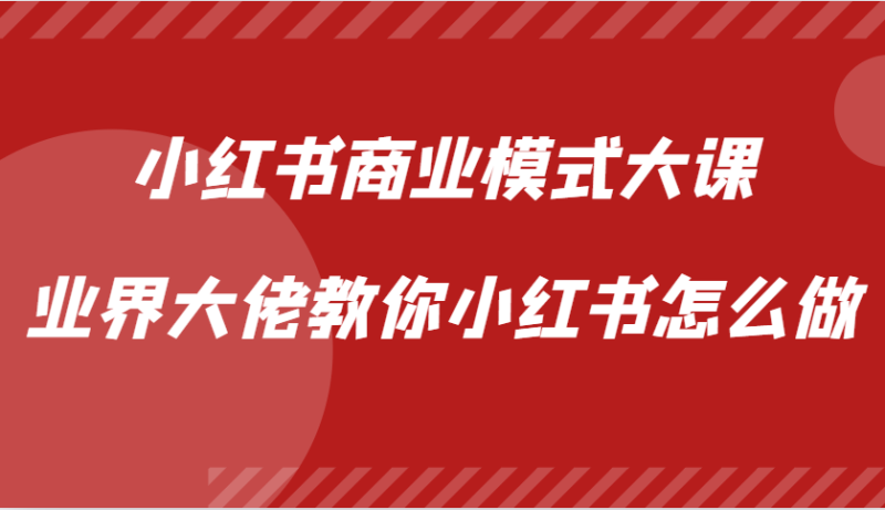 小红书商业模式大课，业界大佬教你小红书怎么做【视频课】|云雀资源分享