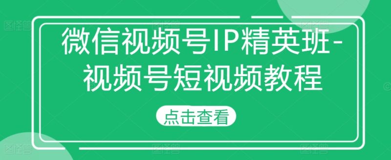 视频号IP精英班-微信视频号短视频教程|云雀资源分享