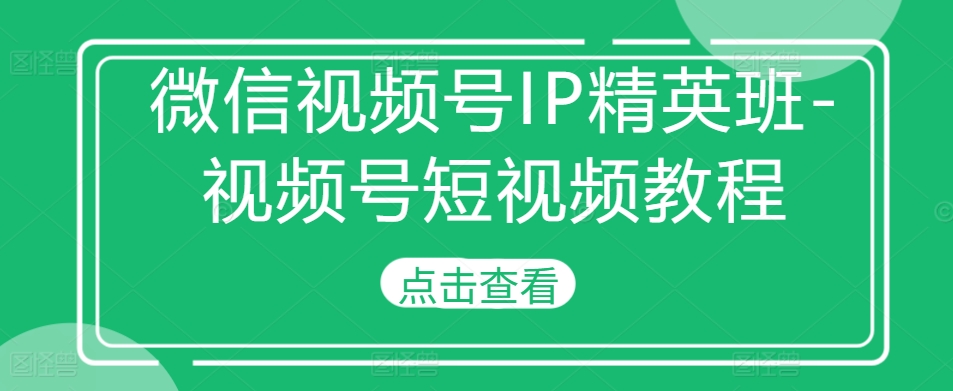 视频号IP精英班-微信视频号短视频教程|云雀资源分享