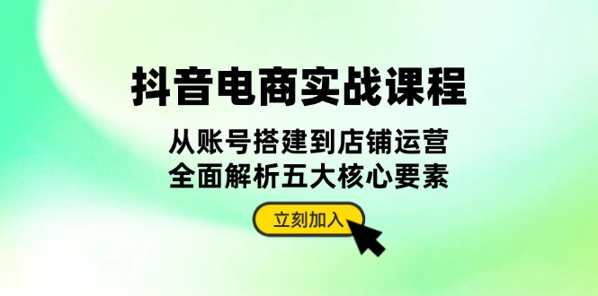 抖音视频 电子商务实战演练课程内容：从账户构建到店铺管理，深度剖析五大核心因素|云雀资源分享