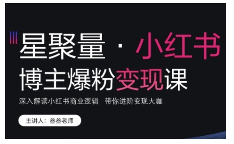 小红书博主爆粉变现课，深入解读小红书商业逻辑，带你进阶变现大咖|云雀资源分享
