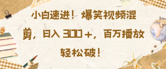 小白速进，爆笑视频混剪，日入3张，百万播放轻松破【揭秘】|云雀资源分享
