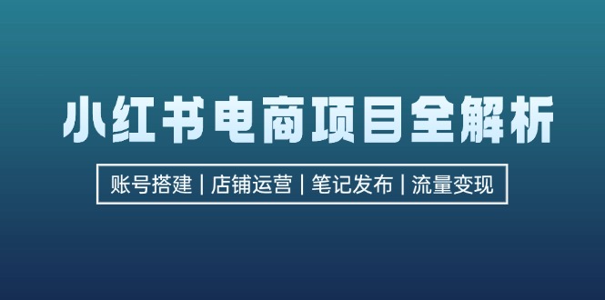 小红书电商新项目全面解析，包含账户构建、店铺管理、手记公布  完成数据流量变现|云雀资源分享