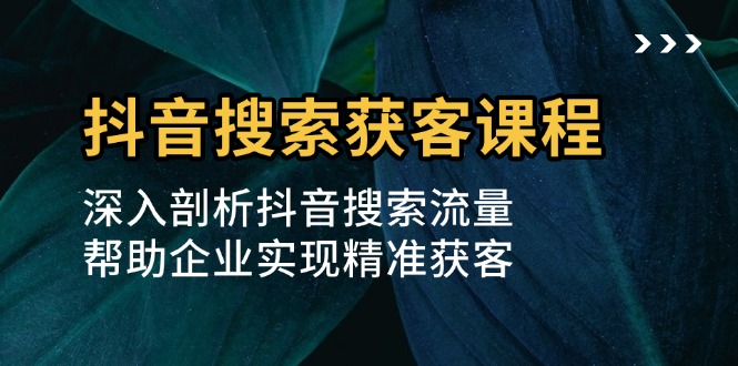 抖音搜索获客课程：深入剖析抖音搜索流量，帮助企业实现精准获客|云雀资源分享