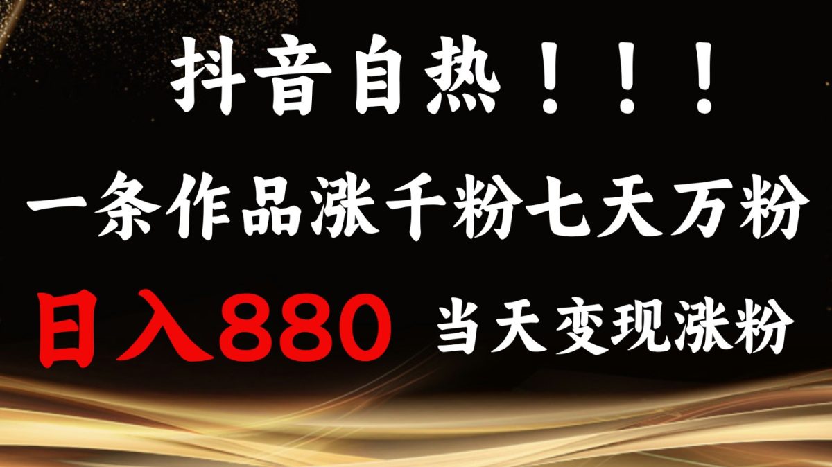 抖音小红书自然，一条著作1000粉，7天万粉，单日转现880盈利|云雀资源分享