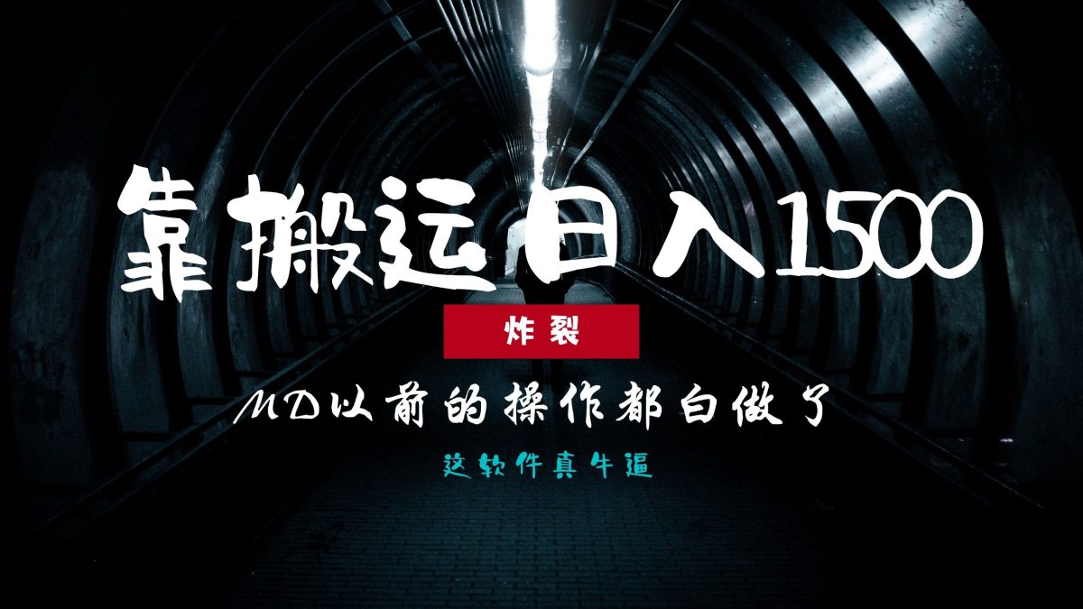 炸裂！0基础搬运也能批量日赚1500+，以前的操作都白做了！|云雀资源分享