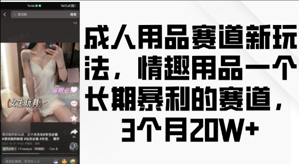 成人用品赛道新玩法，情趣用品一个长期暴利的赛道，3个月收益20个【揭秘】|云雀资源分享