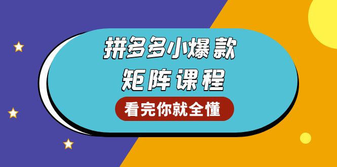 拼多多爆款矩阵课程：教你测出店铺爆款，优化销量，提升GMV，打造爆款群|云雀资源分享