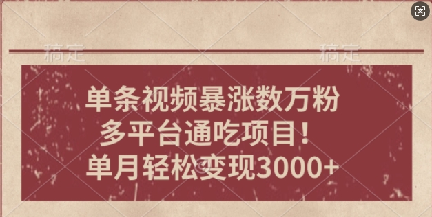 一条作品涨万粉，轻松上手，单月简单变现3000+|云雀资源分享