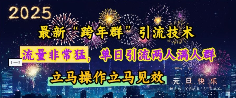 最新“跨年群”引流，流量非常猛，单日引流两人满人群，立马操作立马见效【揭秘】|云雀资源分享