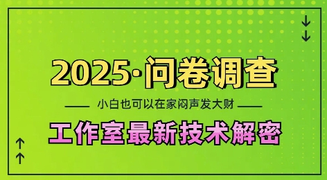 2025问卷调查最新工作室技术解密：一个人在家也可以闷声发大财，小白一天2张，可矩阵放大【揭秘】|云雀资源分享
