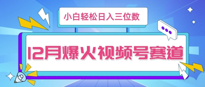 12月视频号爆火赛道，小白无脑操作，也可以轻松日入三位数|云雀资源分享