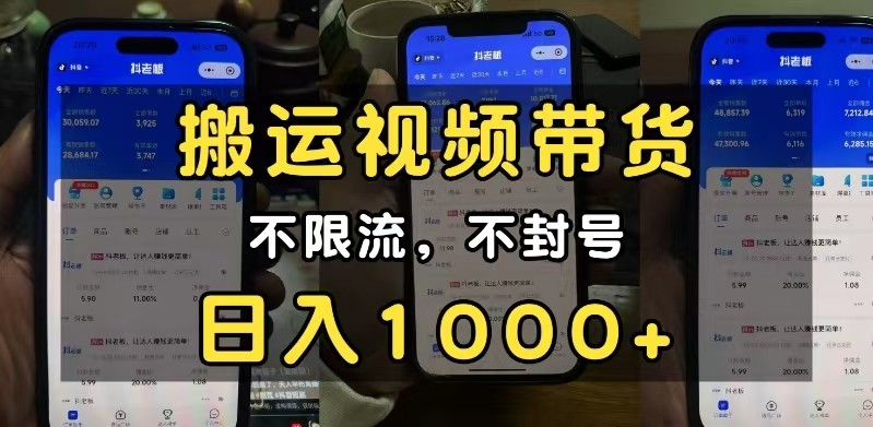 小白必看搬运视频带货玩法，不限流，不封号，纯自然流，日入1000+|云雀资源分享